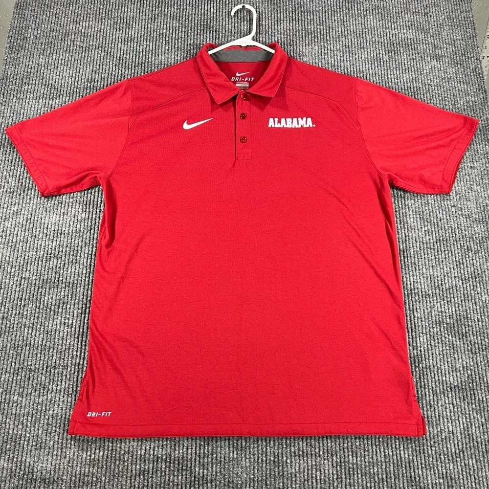 Alabama Crimson Tide Polo Shirt Mens Large Red Short Sleeve‎ Nike SEC NCAA